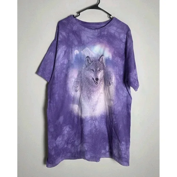 The Mountain Purple Tie Dye Wolf Pack Graphic T-Shirt XL Vintage Style - Picture 1 of 7